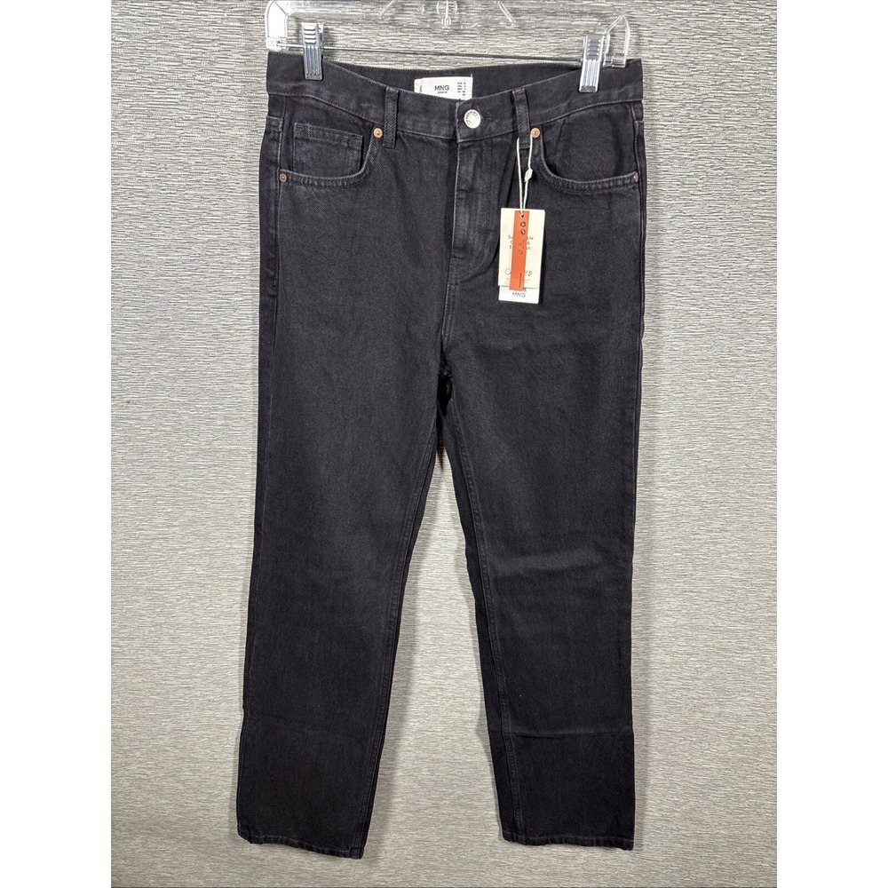 MNG Women's Regular Mid‎ Waist Straight Black Denim Jeans Size 6 NEW